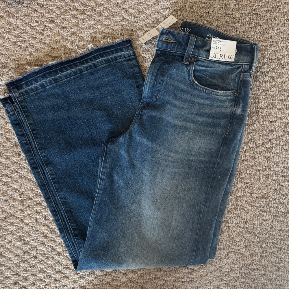 NWT J. Crew Denim Trouser High Rise Semi-Stretch Classic Indigo Jeans - Picture 1 of 10